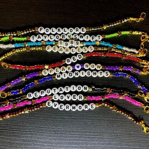 Set of 10 handmade Taylor Swift album bracelets